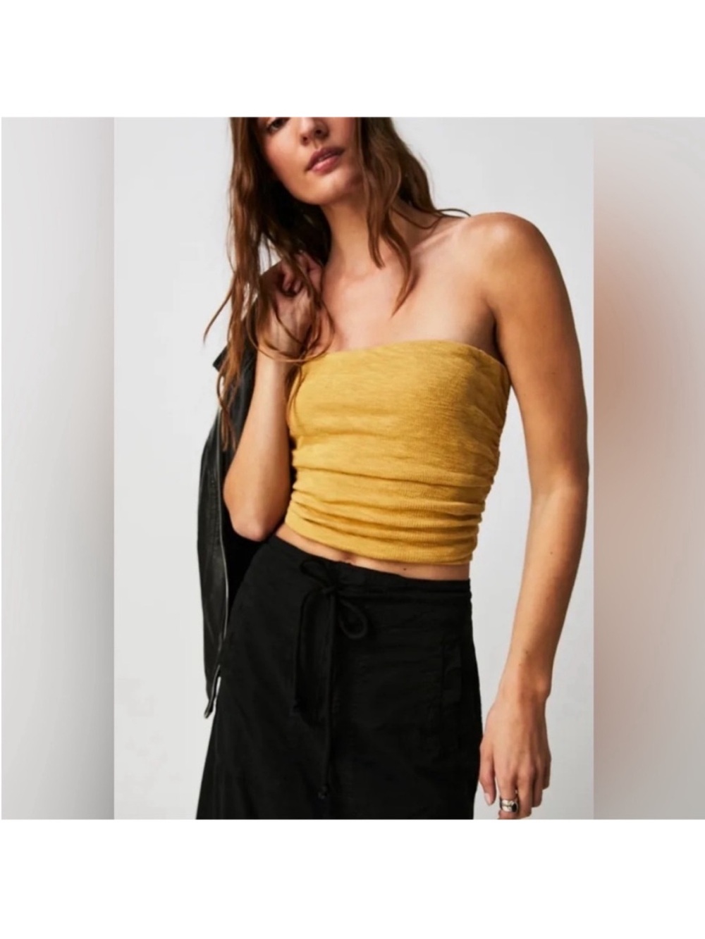 Free People Boulevard
Ruched Tube Top Mustard Yellow